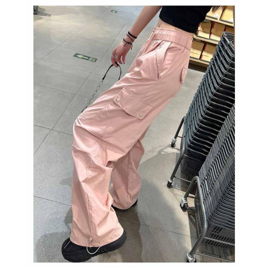 カーゴパンツ レディース ワイド れいめ ウエストゴム ルーズ ズボン