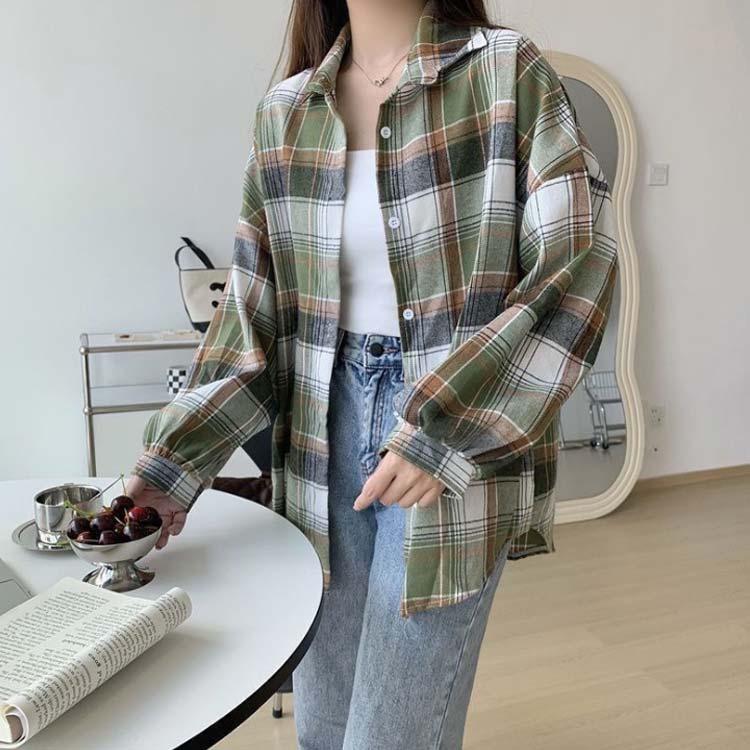 シャツ 15カラー展開 チェック柄シャツ レディース ゆったり トップス