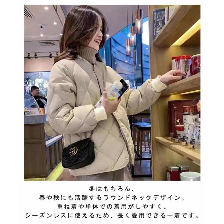 カジュアル 中綿ジャケット 長袖 ノーカラー ショット丈 中綿 冬