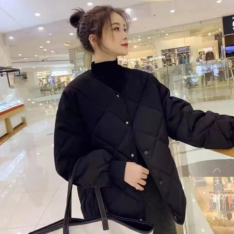 カジュアル 中綿ジャケット 長袖 ノーカラー ショット丈 中綿 冬