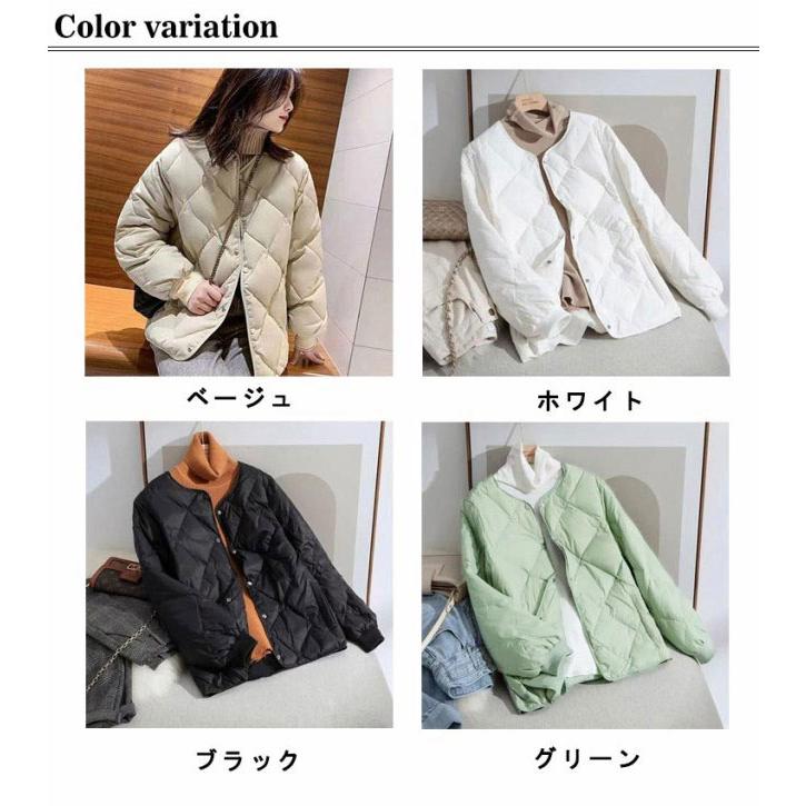 カジュアル 中綿ジャケット 長袖 ノーカラー ショット丈 中綿 冬
