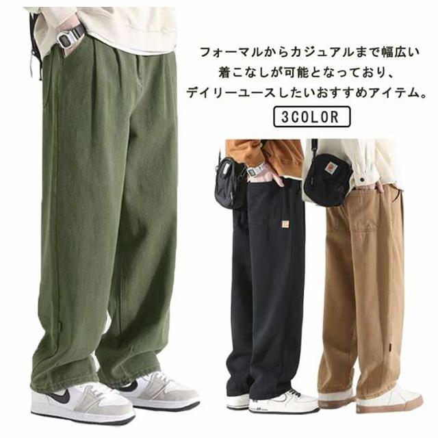 通気性 カーゴパンツ 無地 メンズ ワークパンツ ワイドパンツ