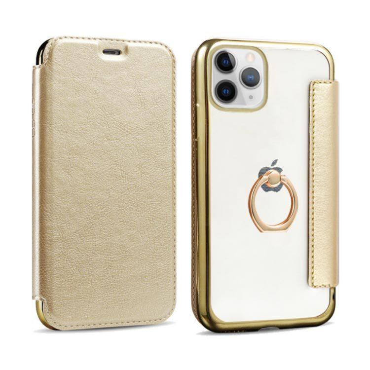 リング付き 手帳型 ケース クリア カード収納 スマホケース クリア