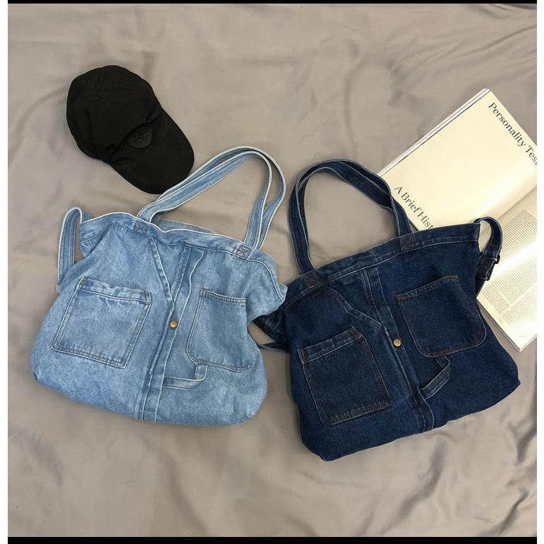 送料無料 デニム トートバッグ リメイク風 大容量 ショルダーバッグ