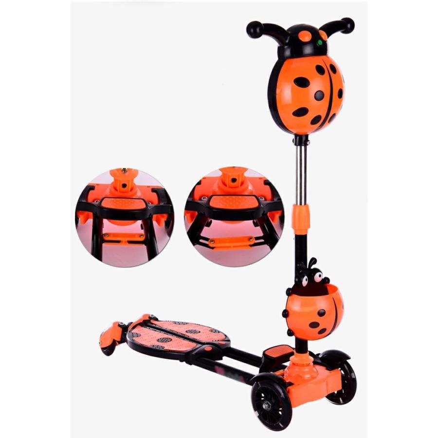 送料無料 キックボード 子供 4輪 光るホイール 音楽 キックスケーター 子供用 キックスクーター 左右独立 ブレーキ付 高さ調節 安全設計 かわいい |  | 16