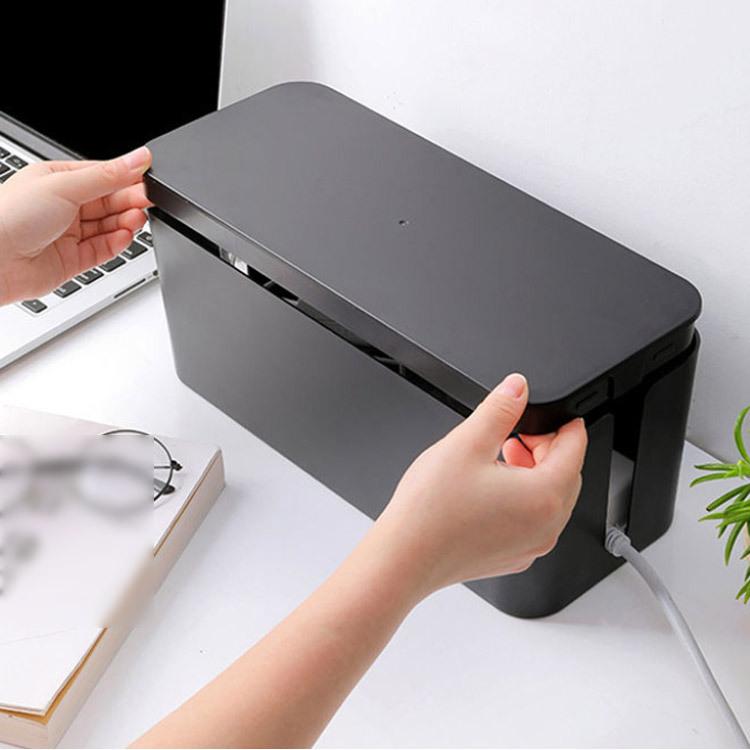 配線隠し コードケース ケーブルボックス コンセント収納 テーブルタップボックス 卓上収納 デスク コード収納 フタ付き S M ケーブルカバー スリ |  | 01