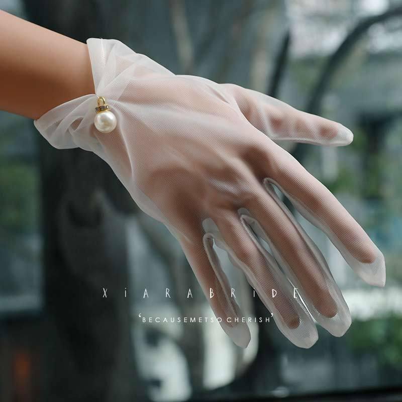 おトク 結婚式ウエディンググローブショートgloveシフォングローブ手袋サテン二次会小物ウエディング花嫁