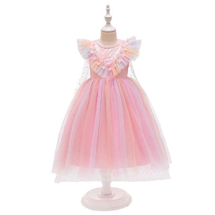 チュールスカート 発表会 子供　リボンドレス ロング フラワーガール　マント取り外し可 |  | 02