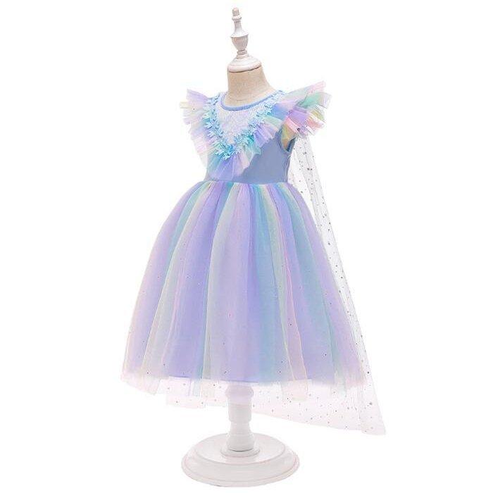 チュールスカート 発表会 子供　リボンドレス ロング フラワーガール　マント取り外し可 |  | 03