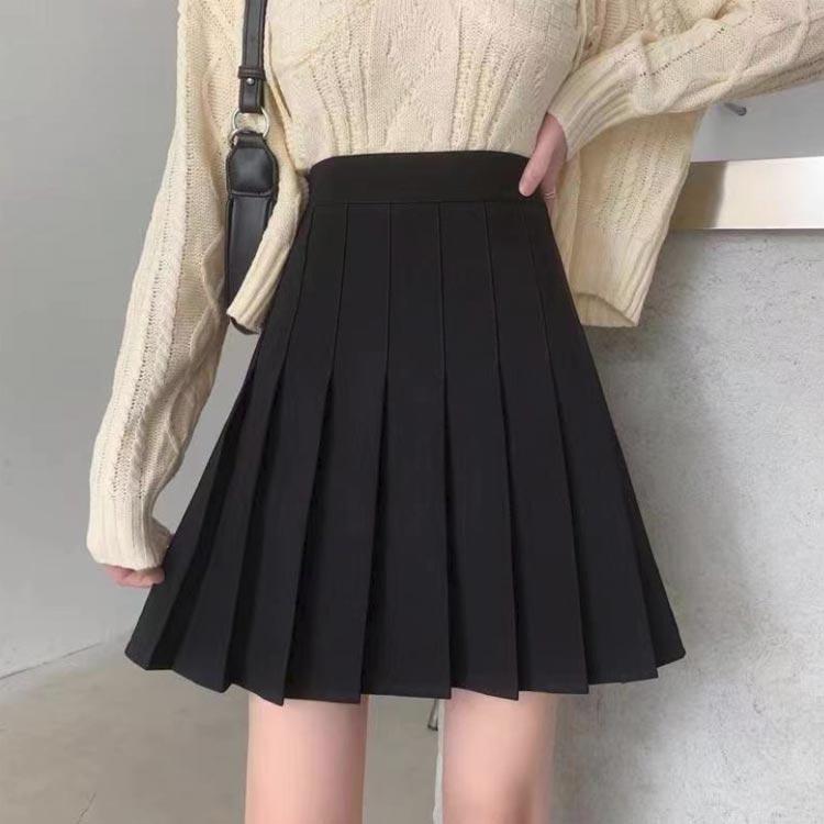 プリーツ 制服 スクールスカート プリーツスカート 膝丈 無地 女の子