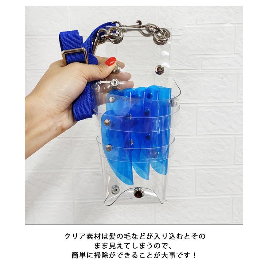 美容師 透明 シザーケース ベルト付 腰掛け シザーバッグ 大容量