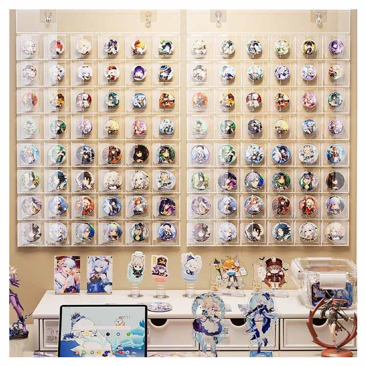 クリア 缶バッジ収納ケース 2点セット 吊り下げ ウォールポケット 収納