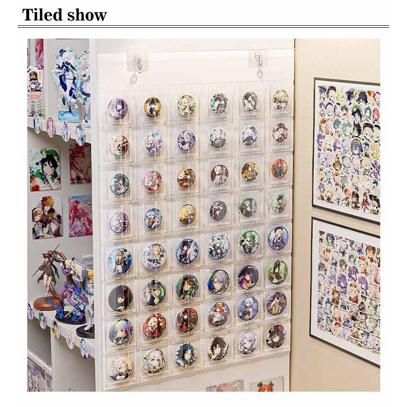 クリア 缶バッジ収納ケース 2点セット 吊り下げ ウォールポケット 収納