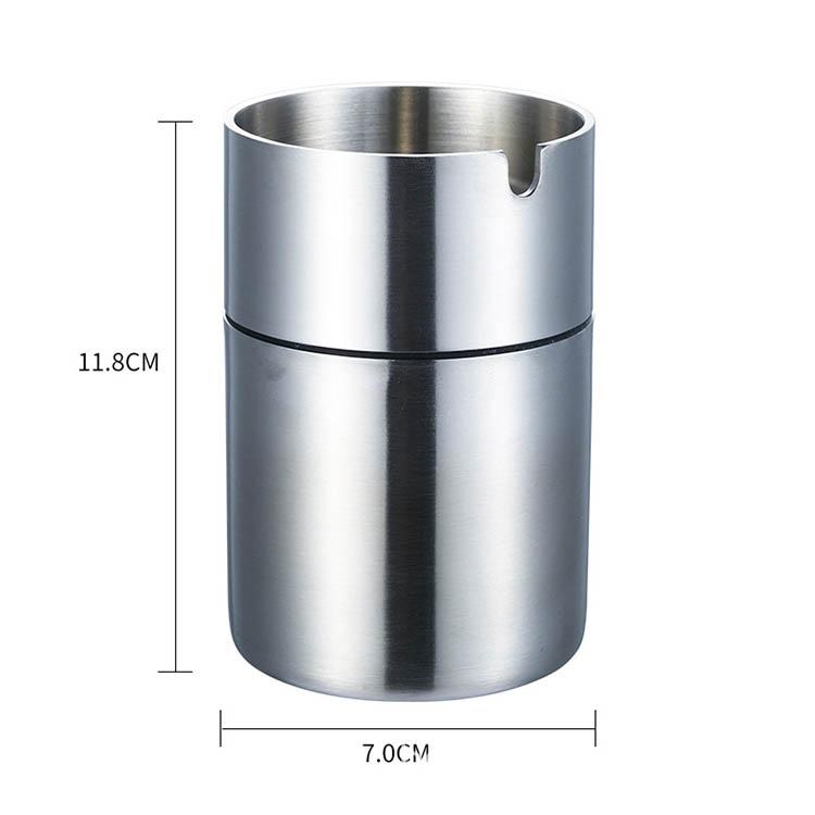 漏斗型落とし口 車用 水洗い可 ステンレス フタ付 カー灰皿 大容量