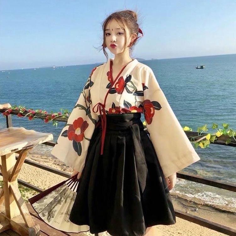 コスプレ 大正ロマン 2点セット 和服 着物 ロングスカート 和装 袴 