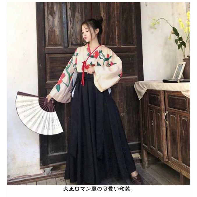 コスプレ 大正ロマン 2点セット 和服 着物 ロングスカート 和装 袴