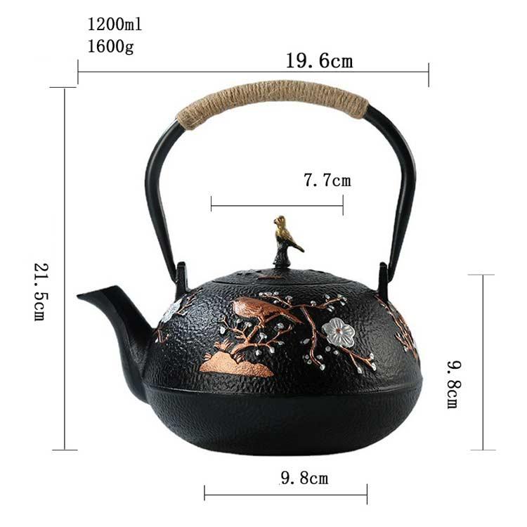 食器、グラス、カトラリー 鉄瓶 やかん ih 対応 1200ml 花柄 梅の花