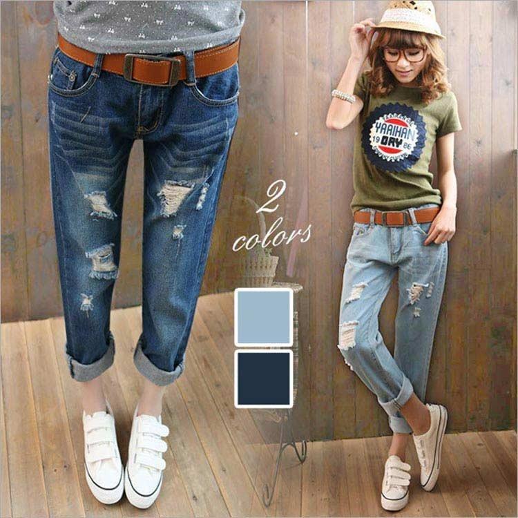 Sale 96 Off デニムパンツ レディース ジーンズ スキニー ボトムス ズボン ダメージジーンズ クラッシュデニム おしゃれ ゆったり ロールアップ 九分丈 カジュア