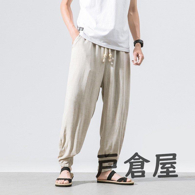 リネンパンツ メンズ 麻ズボン カジュアルパンツ ボトムス 綿麻21 新作 秋物 新作スウェット ロング丈 大流行 大きいサイズ ゆったり 即納 最大半額