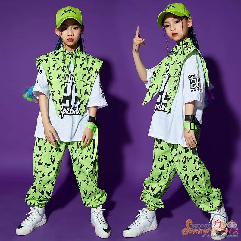 キッズダンス衣装 ヒップホップ ダンス 女の子 男の子 ガールズ 白ｔシャツ ベスト パンツ ステージ衣装 団体服 練習着 演出服 体操服 体操服 サイズ 160cm