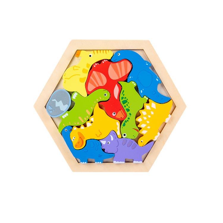 全12色 木製パズル 型はめパズル 形合わせ 六角形 はめ込み ブロック