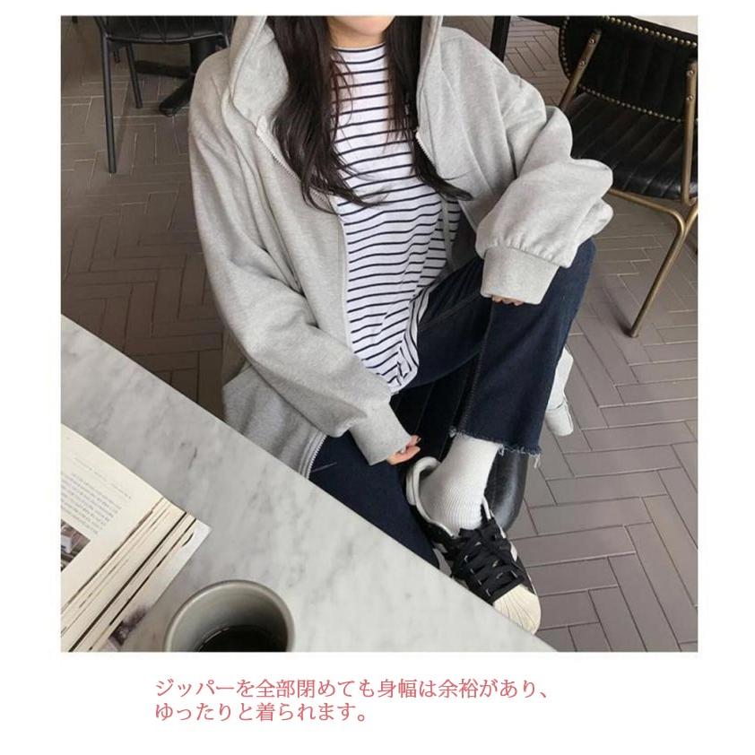 薄手 ジップパーカー レディース 長袖 春秋 フード付き カジュアル 