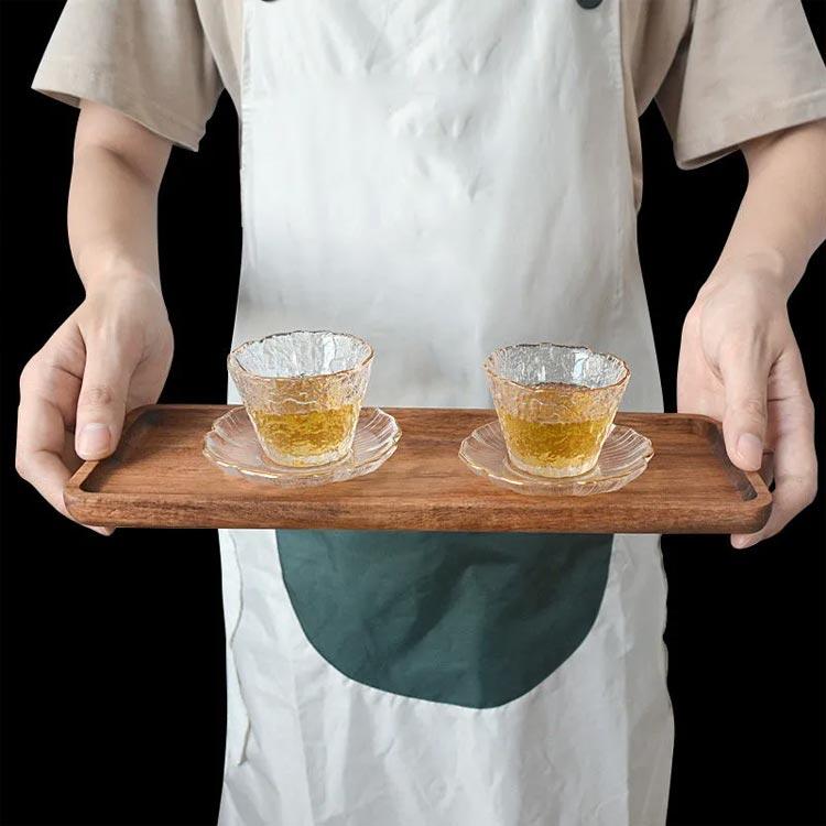 木製トレー 2枚 カフェトレー ティートレー ミニトレー トレイ 長方形