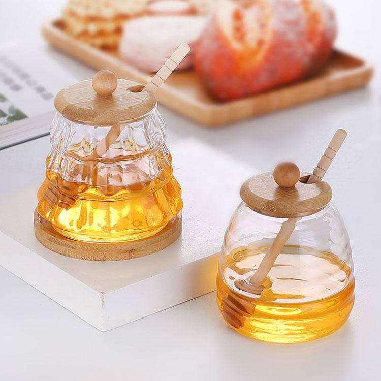 保存容器 保存缶 木製蓋付き ガラス 耐熱ガラス ハニーポット 250ml