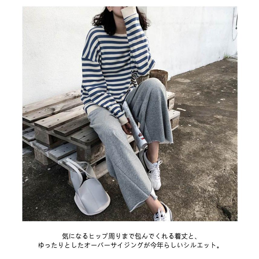 長袖 ボーダー柄 ロンT スウェット オーバーサイズ チュニック