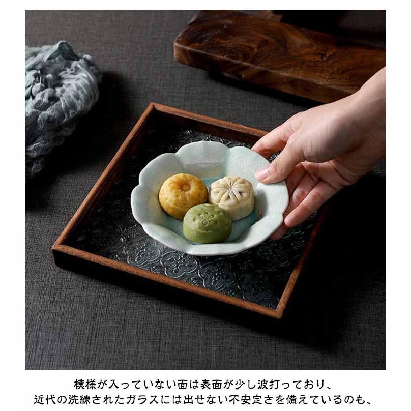 トレー 花海棠柄 盛器 ガラス皿 コースター 8サイズ トレイ ガラス