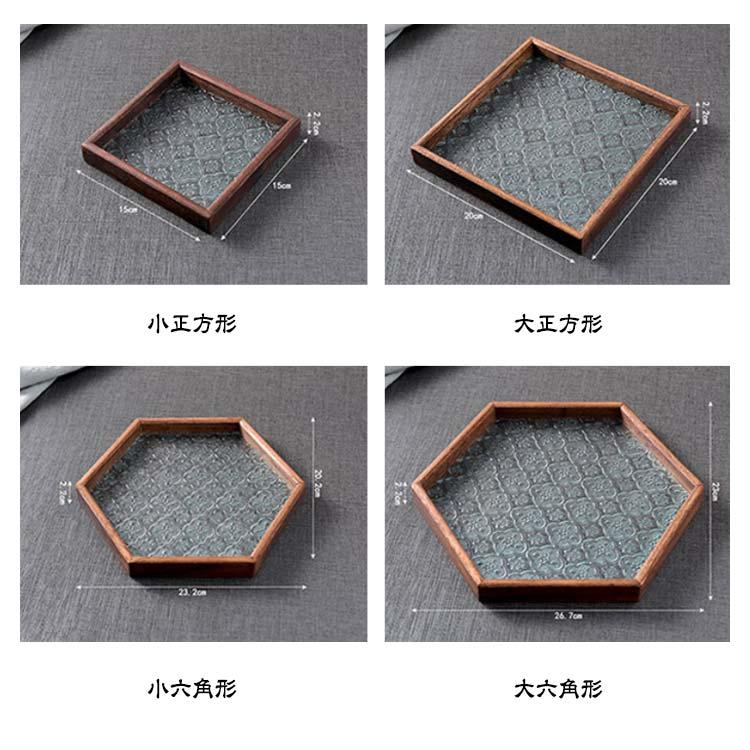 トレー 花海棠柄 盛器 ガラス皿 コースター 8サイズ トレイ ガラス