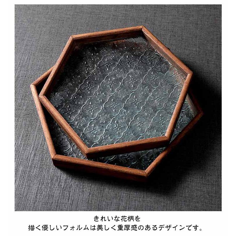 トレー 花海棠柄 盛器 ガラス皿 コースター 8サイズ トレイ ガラス