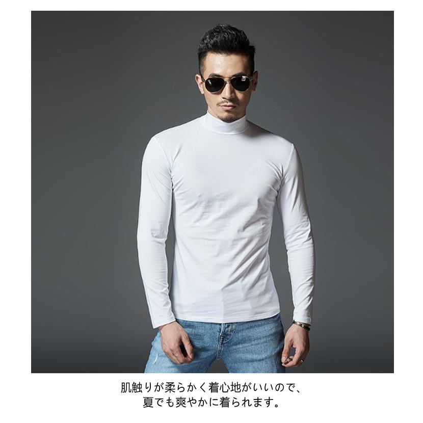 IRISHMAN ハイネック長袖シャツ 黒/白 ハイネック メンズ 綿100% タートルネック tシャツ ロンt セット 3枚