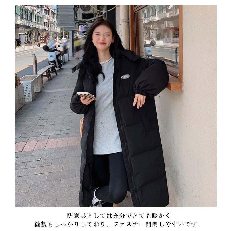 ベンチコート レディース ダウンコート フード付き 着痩せ 膝下 ロング
