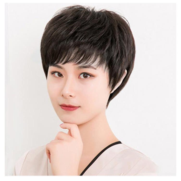 人毛フルウイッグ◆ショート◆自然茶◆かつら 人毛ミックス ウィッグ ポイントカラー フルウィッグ 自然 ショート