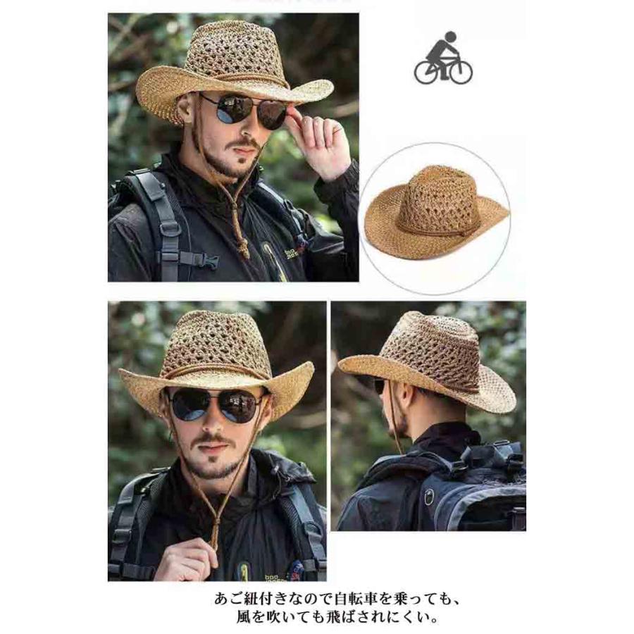 麦わら帽子 メンズ UVカット 帽子 男性用 テンガロンハット カウボーイ