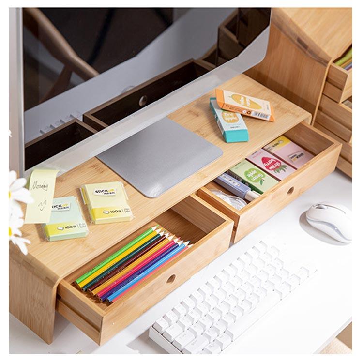 多機能調節可能モニター台 竹製引き出し付き デスク上置棚 デスク上置棚 竹製引き出し付き 多機能調節可能モニター台 楽天市場】【