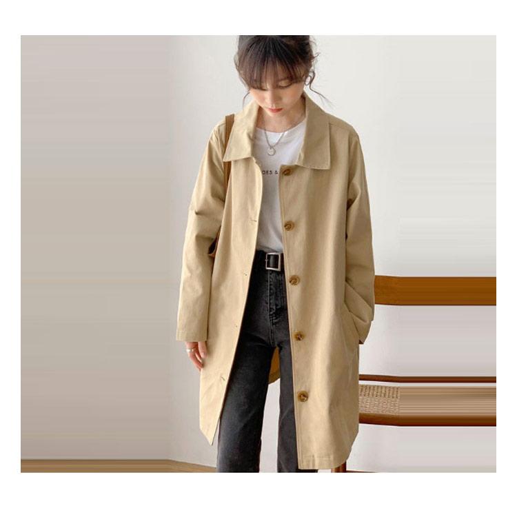送料無料 ステンカラーコート ミドル丈 スプリングコート レディース