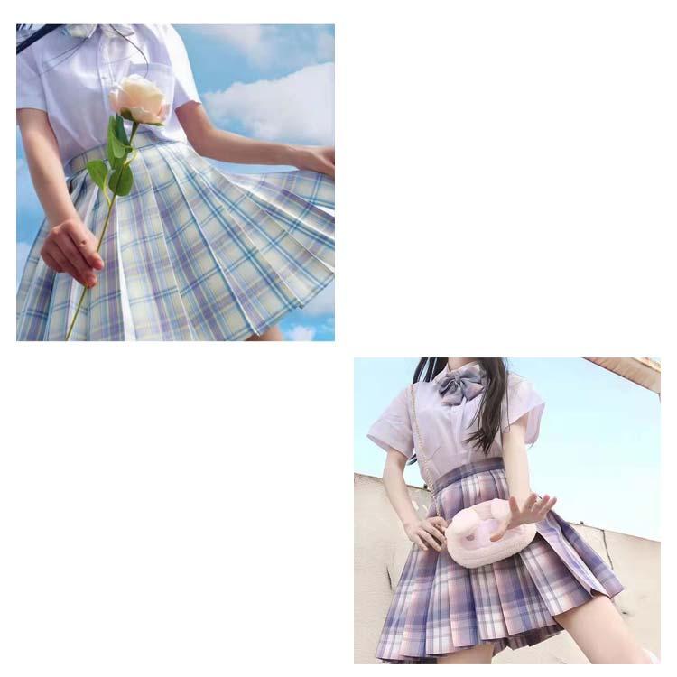スクール スカート リボン 2点セット 女子 制服 チェック プリーツ