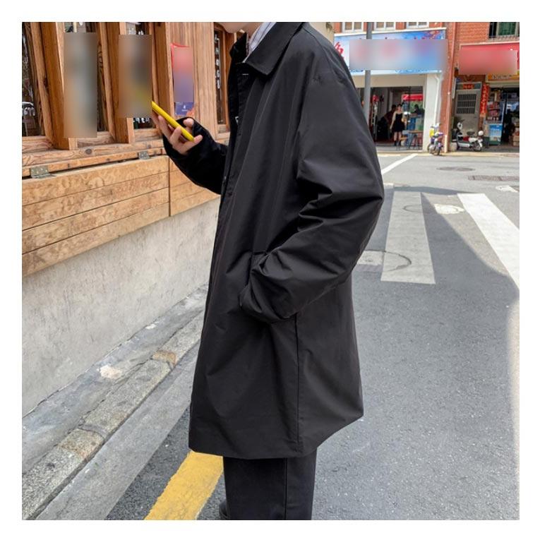 スプリングコート メンズ ステンカラーコート ミドル丈 ジャケット