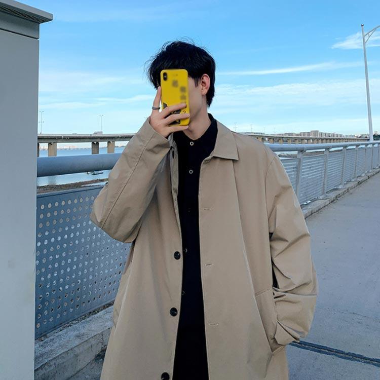 スプリングコート メンズ ステンカラーコート ミドル丈 ジャケット