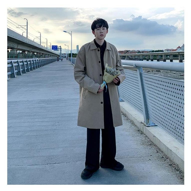 スプリングコート メンズ ステンカラーコート ミドル丈 ジャケット