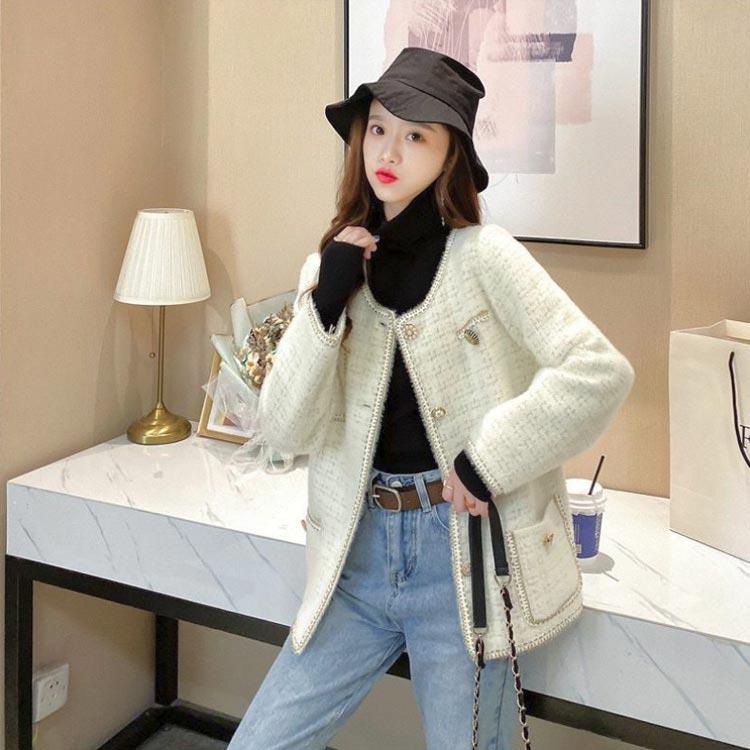 ツイードジャケット レディース ジャケット ノーカラー 大人可愛い