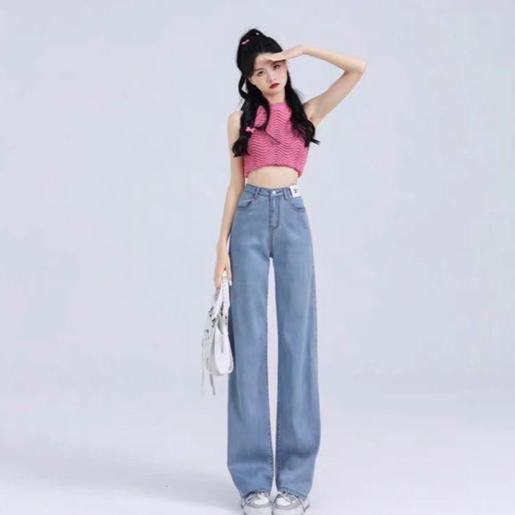 冷感 大きいサイズ XS-2XL デニム ボトムス ひんやり ワイドデニム