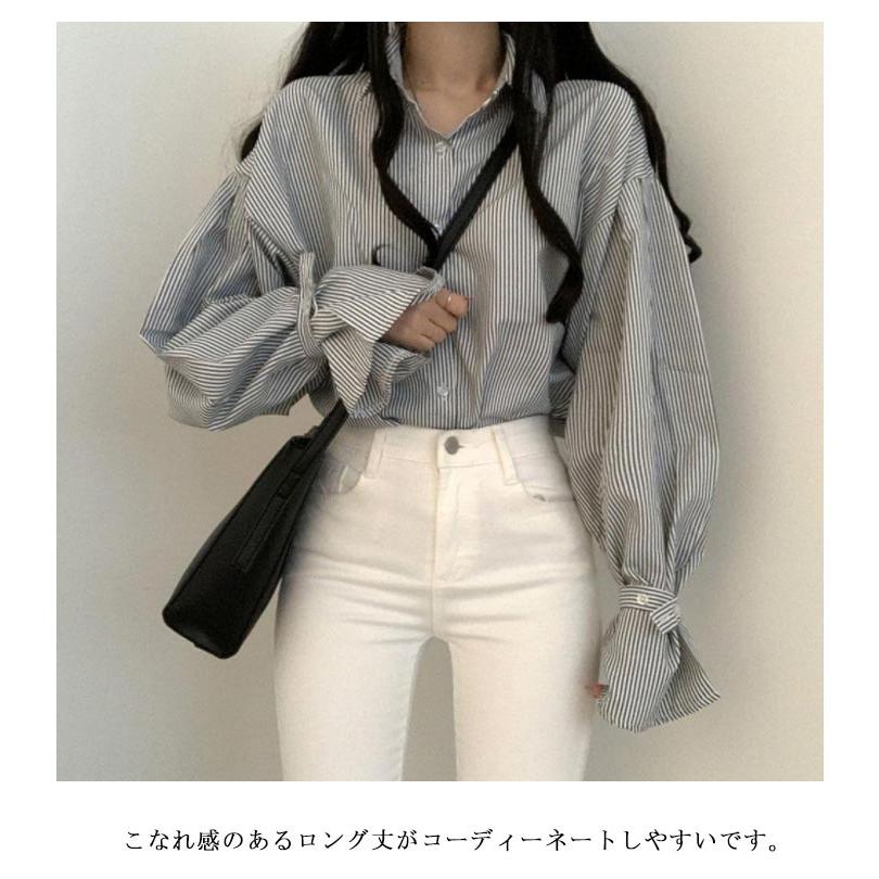 25新品ジーフォア　レディース長袖　人気シャツ春夏秋 レディース シャツブラウス 長袖 春 長そで 夏秋 ボリューム袖 襟付き