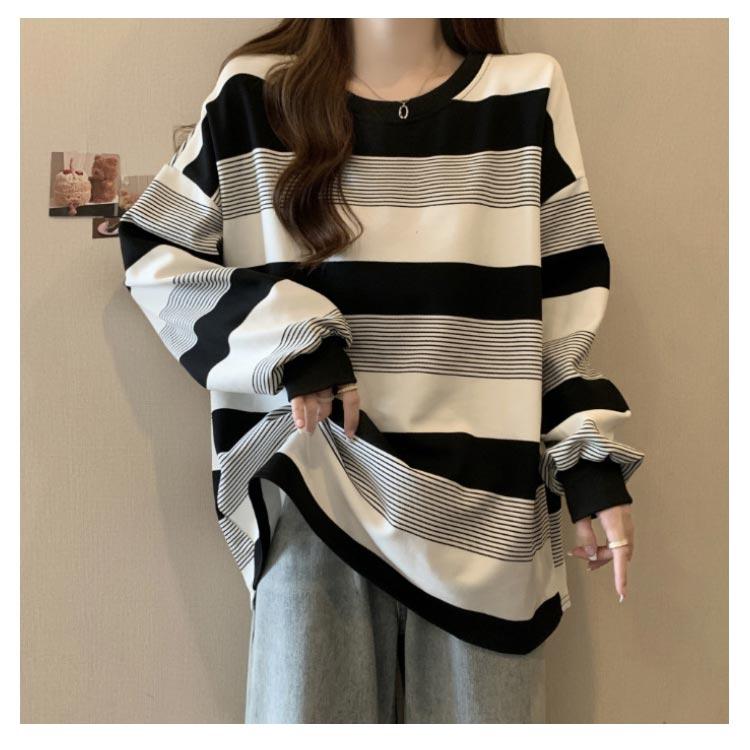 ロングtシャツ レディース ボーダー 長袖 Tシャツ ラウンドネック