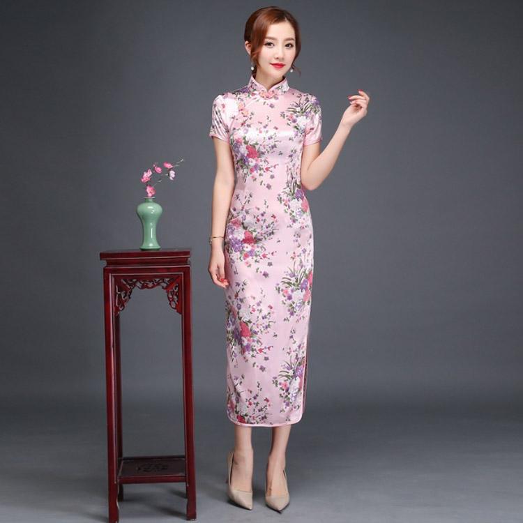 女性 チャイナ服 梅花柄 ワンピース レディース 衣装 ロング丈