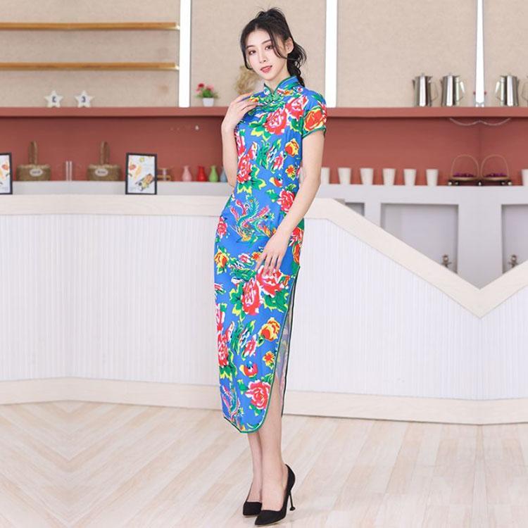 チャイナ風 ミニ丈 チャイナドレス チャイナ服 花柄 パーティードレス