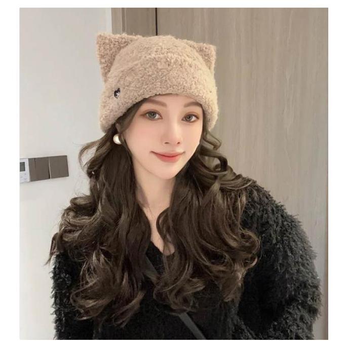 レディース 帽子 ねこみみ ネコ耳 韓国風 耳付き ふわふわ 被り物 ボア