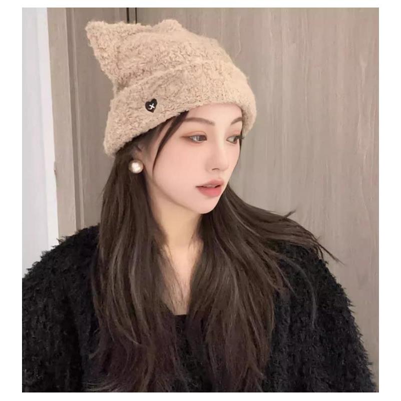 レディース 帽子 ねこみみ ネコ耳 韓国風 耳付き ふわふわ 被り物 ボア